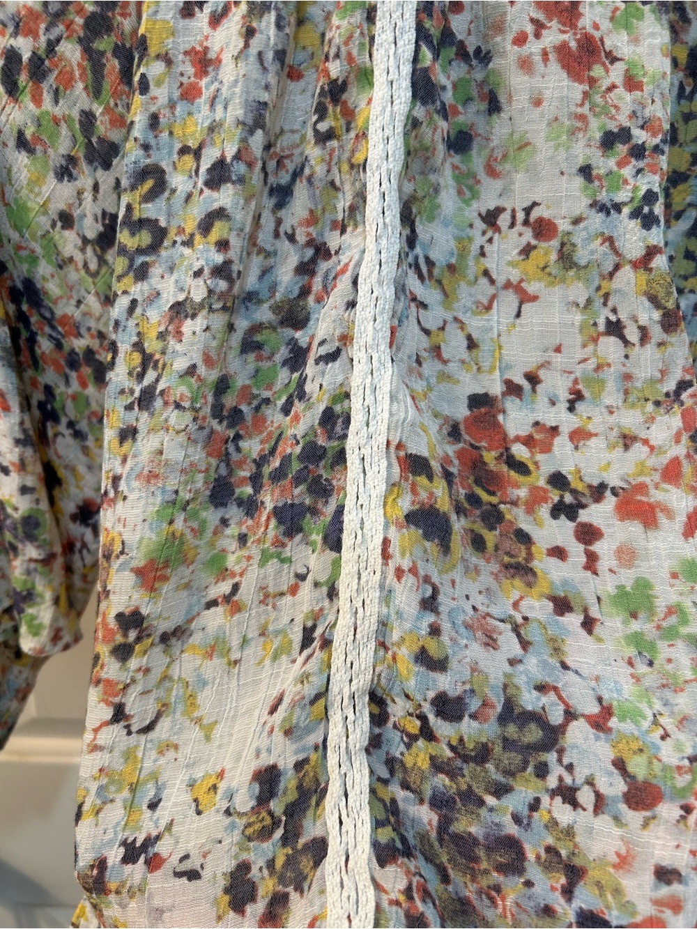 Hope Harlow Whimsy Floral Peasant Blouse Size XL Lightweight Cottage Watercolor - Picture 4 of 11